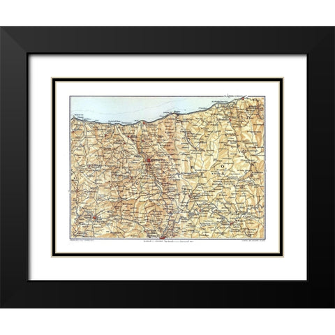 Caron Region Sicily Italy - Baedeker 1880 Black Modern Wood Framed Art Print with Double Matting by Baedeker