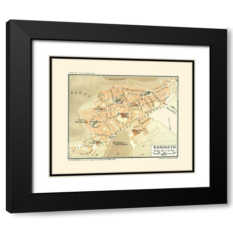 Randazzo Sicily Italy - Baedeker 1880 Black Modern Wood Framed Art Print with Double Matting by Baedeker