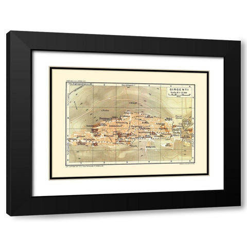 Girgenti Italy - Baedeker 1880 Black Modern Wood Framed Art Print with Double Matting by Baedeker