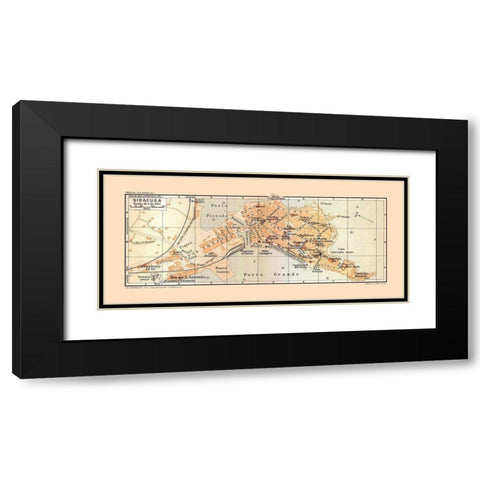 Syracuse Italy - Baedeker 1880 Black Modern Wood Framed Art Print with Double Matting by Baedeker