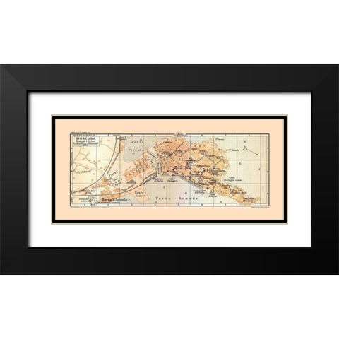 Syracuse Italy - Baedeker 1880 Black Modern Wood Framed Art Print with Double Matting by Baedeker