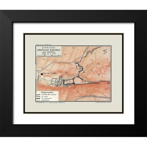 Euryalus fortress Sicily Italy - Baedeker 1880 Black Modern Wood Framed Art Print with Double Matting by Baedeker