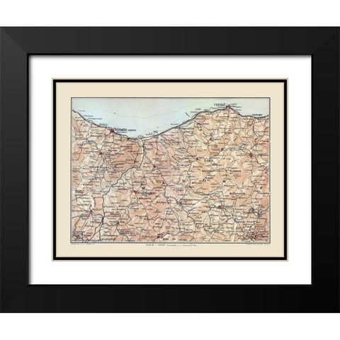 Madonie Region Sicily Italy - Baedeker 1880 Black Modern Wood Framed Art Print with Double Matting by Baedeker