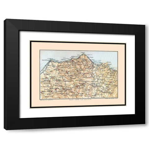 Northeastern Sicily Italy - Baedeker 1880 Black Modern Wood Framed Art Print with Double Matting by Baedeker