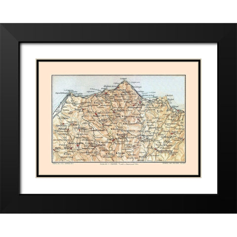 Northeastern Sicily Italy - Baedeker 1880 Black Modern Wood Framed Art Print with Double Matting by Baedeker