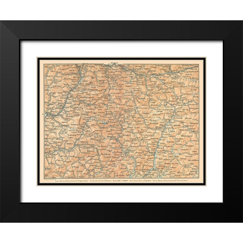 Northeastern Italy - Baedeker 1896 Black Modern Wood Framed Art Print with Double Matting by Baedeker