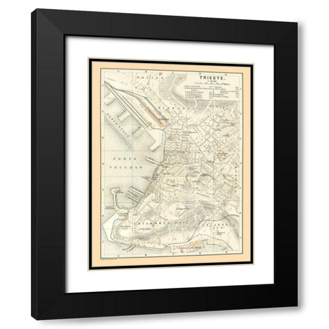 Trieste Italy - Baedeker 1896 Black Modern Wood Framed Art Print with Double Matting by Baedeker