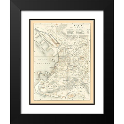 Trieste Italy - Baedeker 1896 Black Modern Wood Framed Art Print with Double Matting by Baedeker