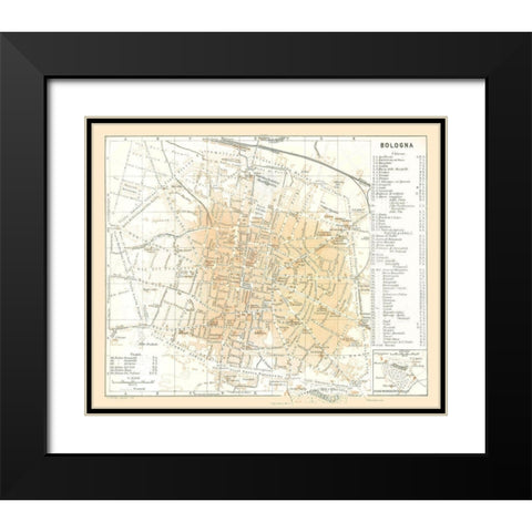 Bologna Italy - Bertarelli 1914 Black Modern Wood Framed Art Print with Double Matting by Bertarelli