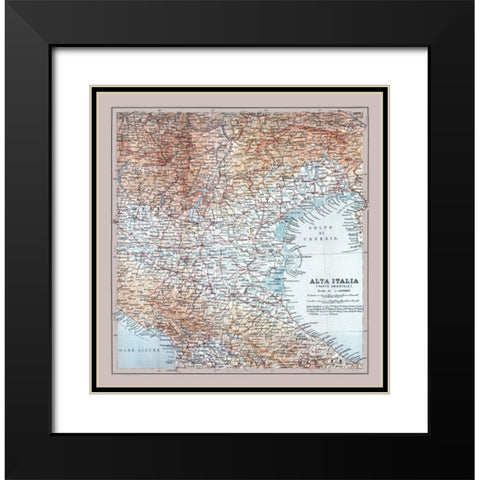 Northeastern Italy - Bertarelli 1914 Black Modern Wood Framed Art Print with Double Matting by Bertarelli