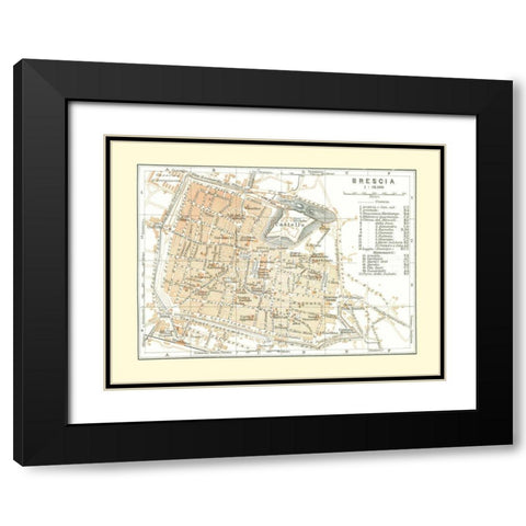 Brescia Italy - Bertarelli 1914 Black Modern Wood Framed Art Print with Double Matting by Bertarelli