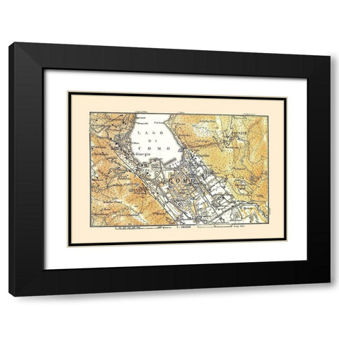 Province of Como Italy - Bertarelli 1914 Black Modern Wood Framed Art Print with Double Matting by Bertarelli