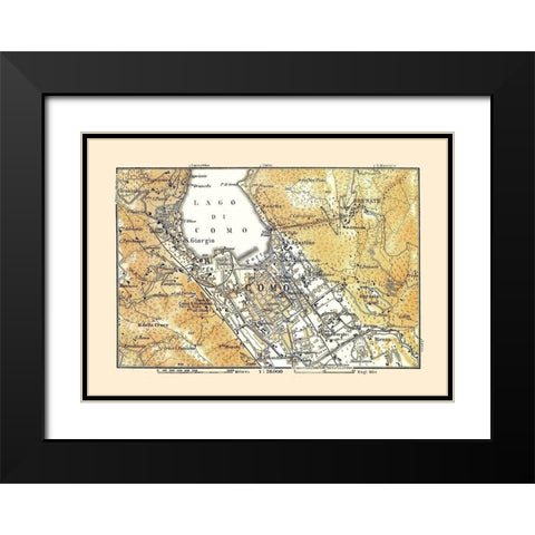 Province of Como Italy - Bertarelli 1914 Black Modern Wood Framed Art Print with Double Matting by Bertarelli