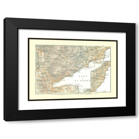 Western Lake Garda Region Italy - Bertarelli 1914 Black Modern Wood Framed Art Print with Double Matting by Bertarelli