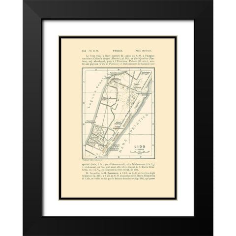 Lido Italy - Bertarelli 1914 Black Modern Wood Framed Art Print with Double Matting by Bertarelli