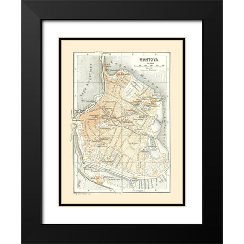 Mantova Italy - Bertarelli 1914 Black Modern Wood Framed Art Print with Double Matting by Bertarelli