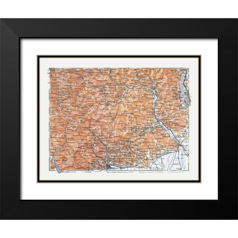 Northern Biella Region Italy - Bertarelli 1914 Black Modern Wood Framed Art Print with Double Matting by Bertarelli