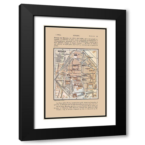Novara Italy - Bertarelli 1914 Black Modern Wood Framed Art Print with Double Matting by Bertarelli