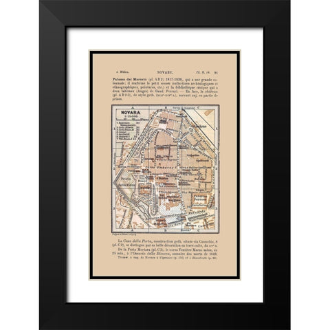 Novara Italy - Bertarelli 1914 Black Modern Wood Framed Art Print with Double Matting by Bertarelli