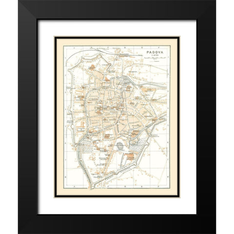 Padua Italy - Bertarelli 1914 Black Modern Wood Framed Art Print with Double Matting by Bertarelli