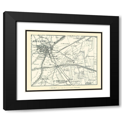 Ravenna Plan Italy - Bertarelli 1914 Black Modern Wood Framed Art Print with Double Matting by Bertarelli