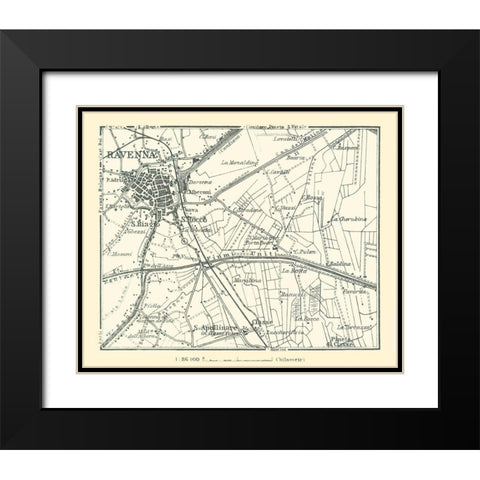 Ravenna Plan Italy - Bertarelli 1914 Black Modern Wood Framed Art Print with Double Matting by Bertarelli