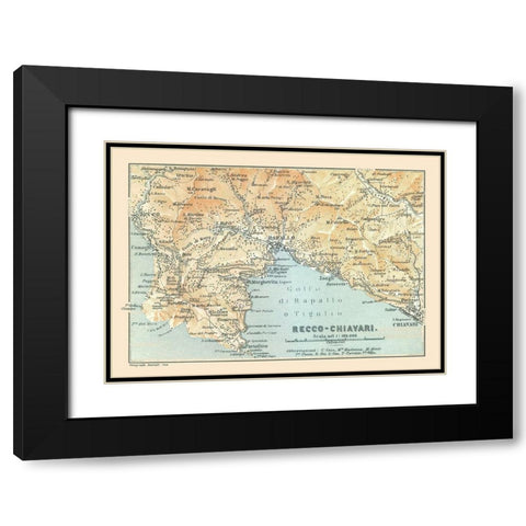 Recco Chiavari Italy - Bertarelli 1914 Black Modern Wood Framed Art Print with Double Matting by Bertarelli