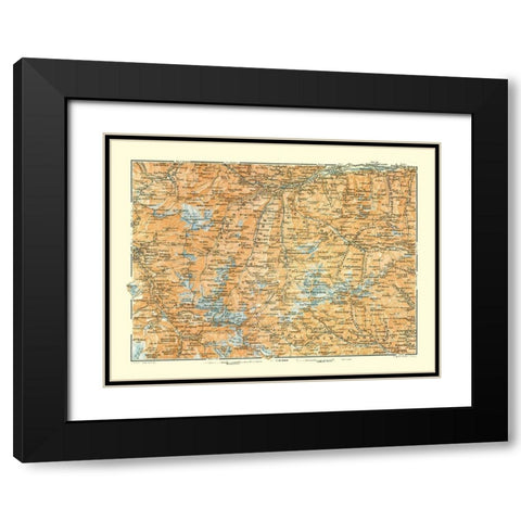 Mountains France Italy - Bertarelli 1914 Black Modern Wood Framed Art Print with Double Matting by Bertarelli