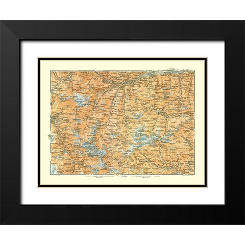 Mountains France Italy - Bertarelli 1914 Black Modern Wood Framed Art Print with Double Matting by Bertarelli