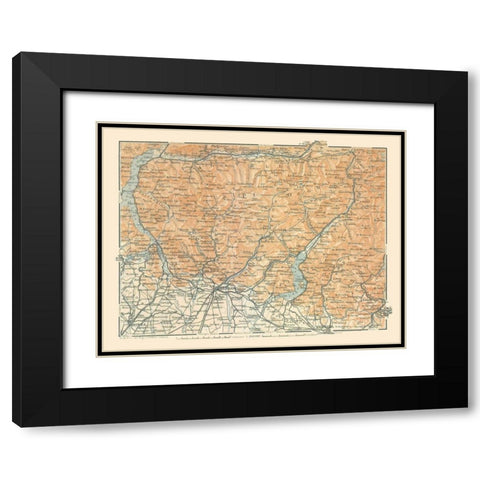 Bergamo Alps North Italy - Bertarelli 1914 Black Modern Wood Framed Art Print with Double Matting by Bertarelli