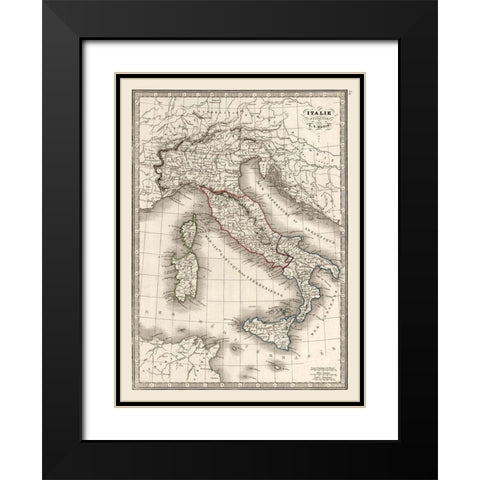 Ancient Italy - Monin 1839 Black Modern Wood Framed Art Print with Double Matting by Monin