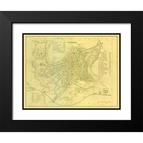 Verona Italy - Muggiani 1865  Black Modern Wood Framed Art Print with Double Matting by Muggiani