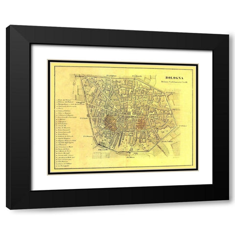 Bologna Italy - Muggiani 1865  Black Modern Wood Framed Art Print with Double Matting by Muggiani