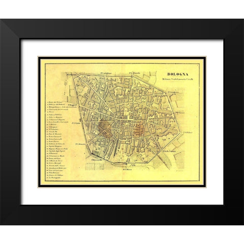 Bologna Italy - Muggiani 1865  Black Modern Wood Framed Art Print with Double Matting by Muggiani