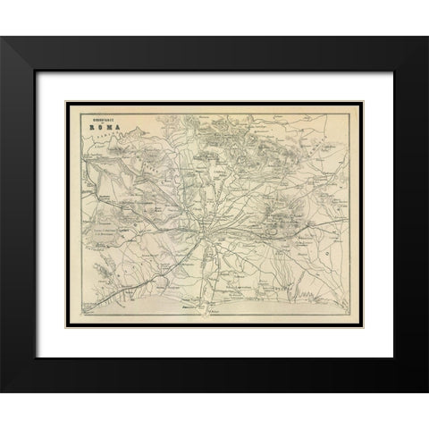 Roma Italy - Castro 1870  Black Modern Wood Framed Art Print with Double Matting by Castro