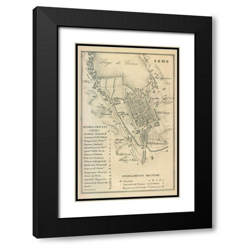 Como Italy - Castro 1870  Black Modern Wood Framed Art Print with Double Matting by Castro