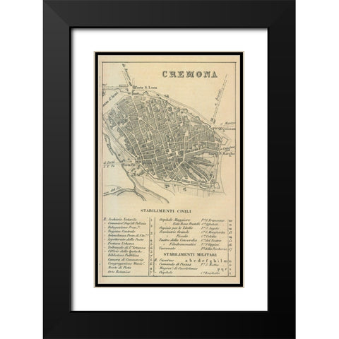 Cremona Italy - Castro 1870  Black Modern Wood Framed Art Print with Double Matting by Castro