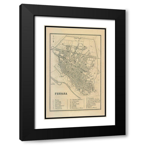 Ferrara Italy - Castro 1870  Black Modern Wood Framed Art Print with Double Matting by Castro