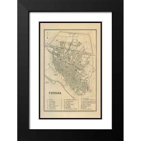 Ferrara Italy - Castro 1870  Black Modern Wood Framed Art Print with Double Matting by Castro