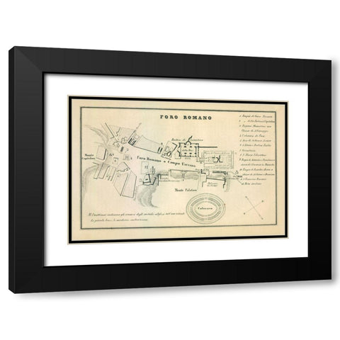 Foro Romano Italy - Castro 1870  Black Modern Wood Framed Art Print with Double Matting by Castro