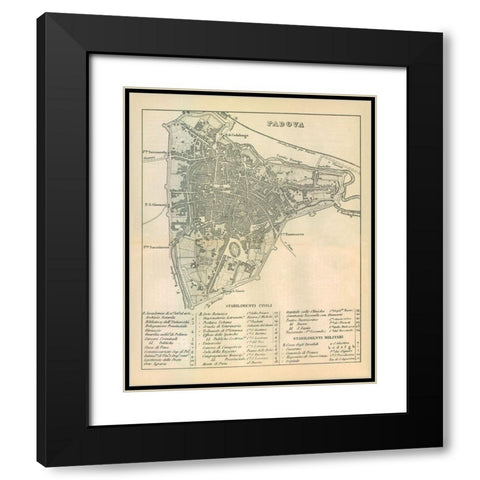 Padova Italy - Castro 1870  Black Modern Wood Framed Art Print with Double Matting by Castro