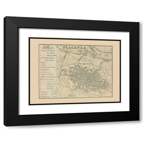 Piacenza Italy - Castro 1870  Black Modern Wood Framed Art Print with Double Matting by Castro