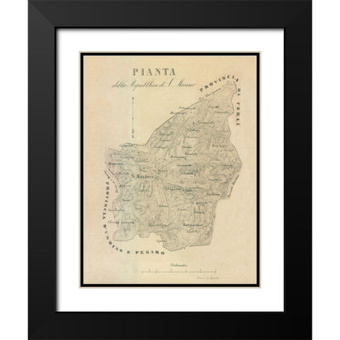 Pianta Italy - Castro 1870  Black Modern Wood Framed Art Print with Double Matting by Castro