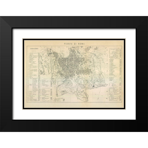 Roma Italy - Castro 1870  Black Modern Wood Framed Art Print with Double Matting by Castro