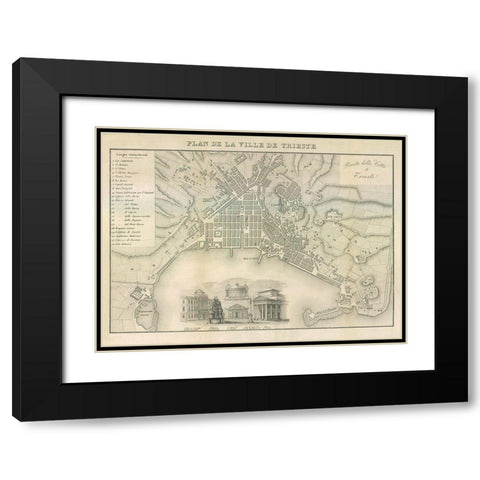 Trieste Italy - Castro 1870  Black Modern Wood Framed Art Print with Double Matting by Castro