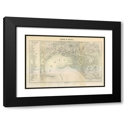 Genova Italy - Castro 1870  Black Modern Wood Framed Art Print with Double Matting by Castro