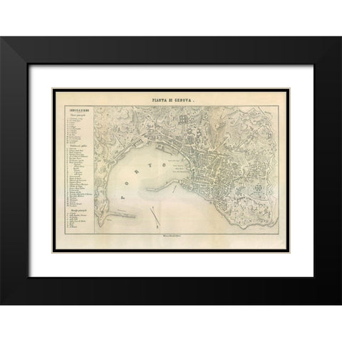 Genova Italy - Castro 1870  Black Modern Wood Framed Art Print with Double Matting by Castro