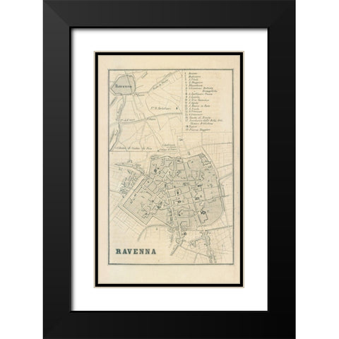 Ravenna Italy - Castro 1870  Black Modern Wood Framed Art Print with Double Matting by Castro