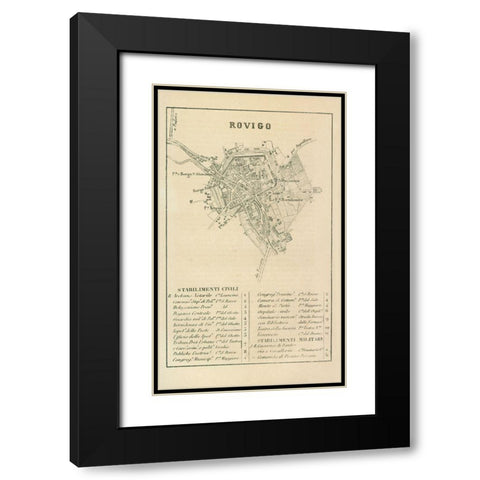 Rovigo Italy - Castro 1870  Black Modern Wood Framed Art Print with Double Matting by Castro
