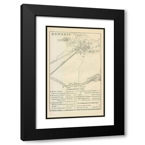 Sondrio Italy - Castro 1870  Black Modern Wood Framed Art Print with Double Matting by Castro